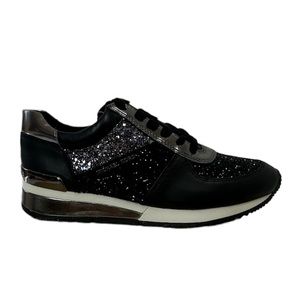 Michael Kors Allie Wrap Trainer Black Glitter Sneaker